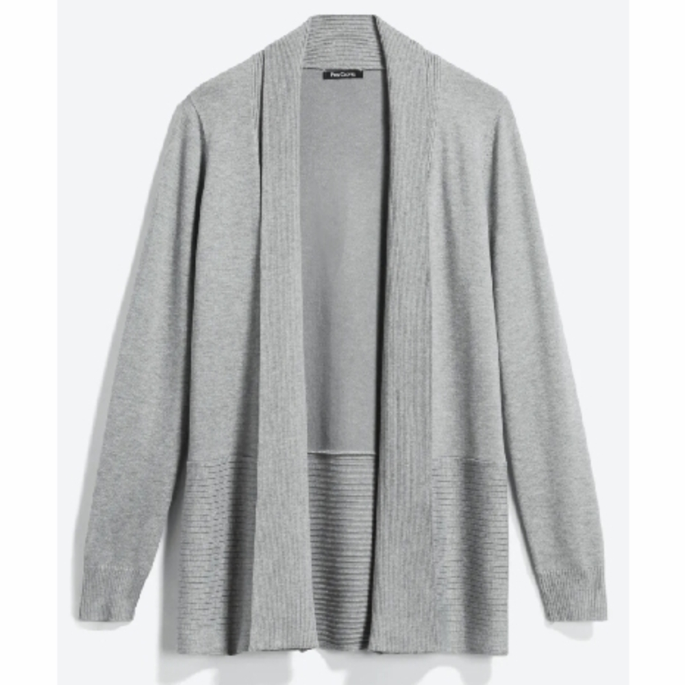 Gray Open Front Cardigan